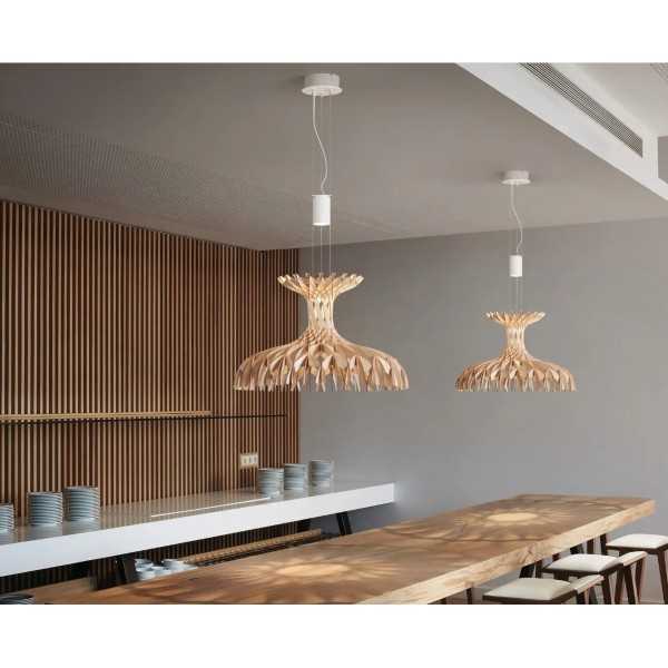 Dome 60/02 - LED Pendant Lamp In Beech Veneer