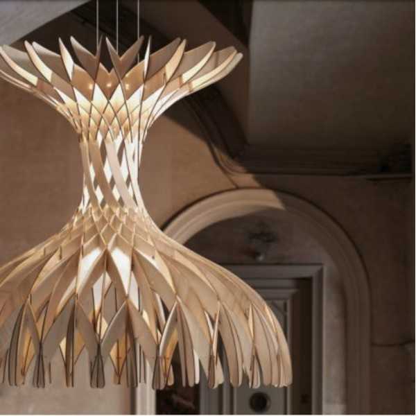 Dome 60/02 - LED Pendant Lamp In Beech Veneer