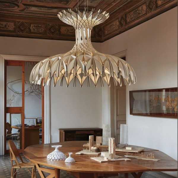 Dome 60/02 - LED Pendant Lamp In Beech Veneer