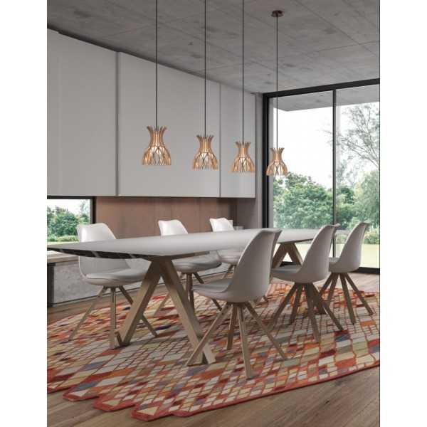 BOVER Domita S/20/3L - trois abat-jour en bois - Lampe suspendue très design 