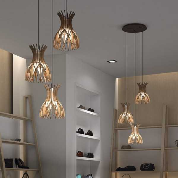 Domita S/20/4L Suspension Lamp - Wood finished beech - BOVER