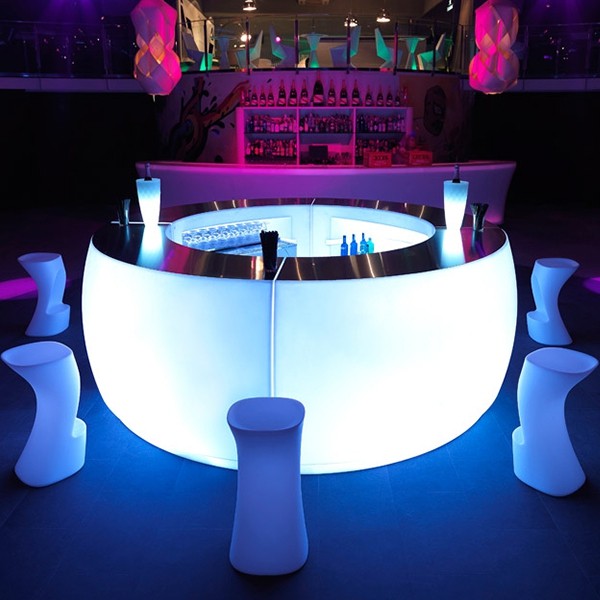 Fiesta Curva LED white - curved bar counter with white light - VONDOM