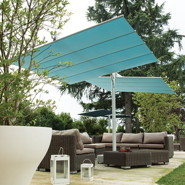 FLEXY TWIN - parasol double panneaux indépendants mat central - FIM