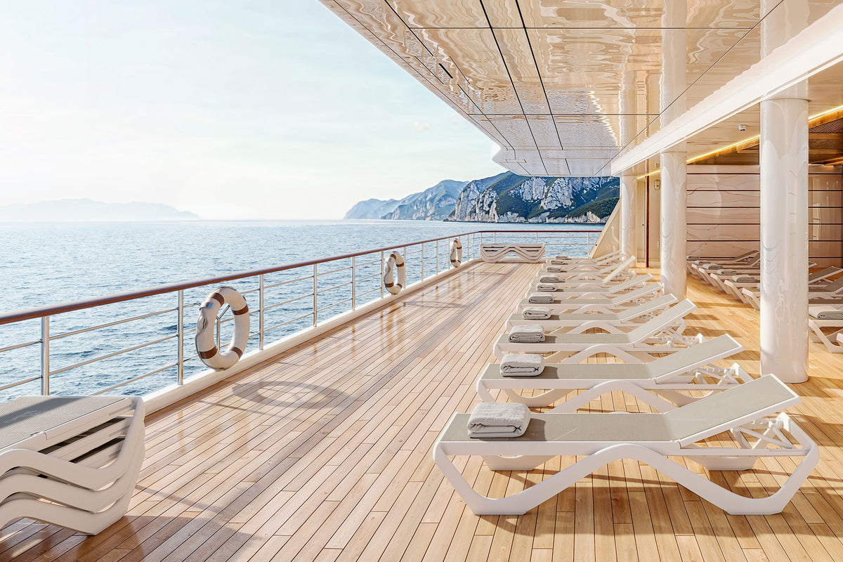 Vondom Love sun lounger on a terrace with sea view