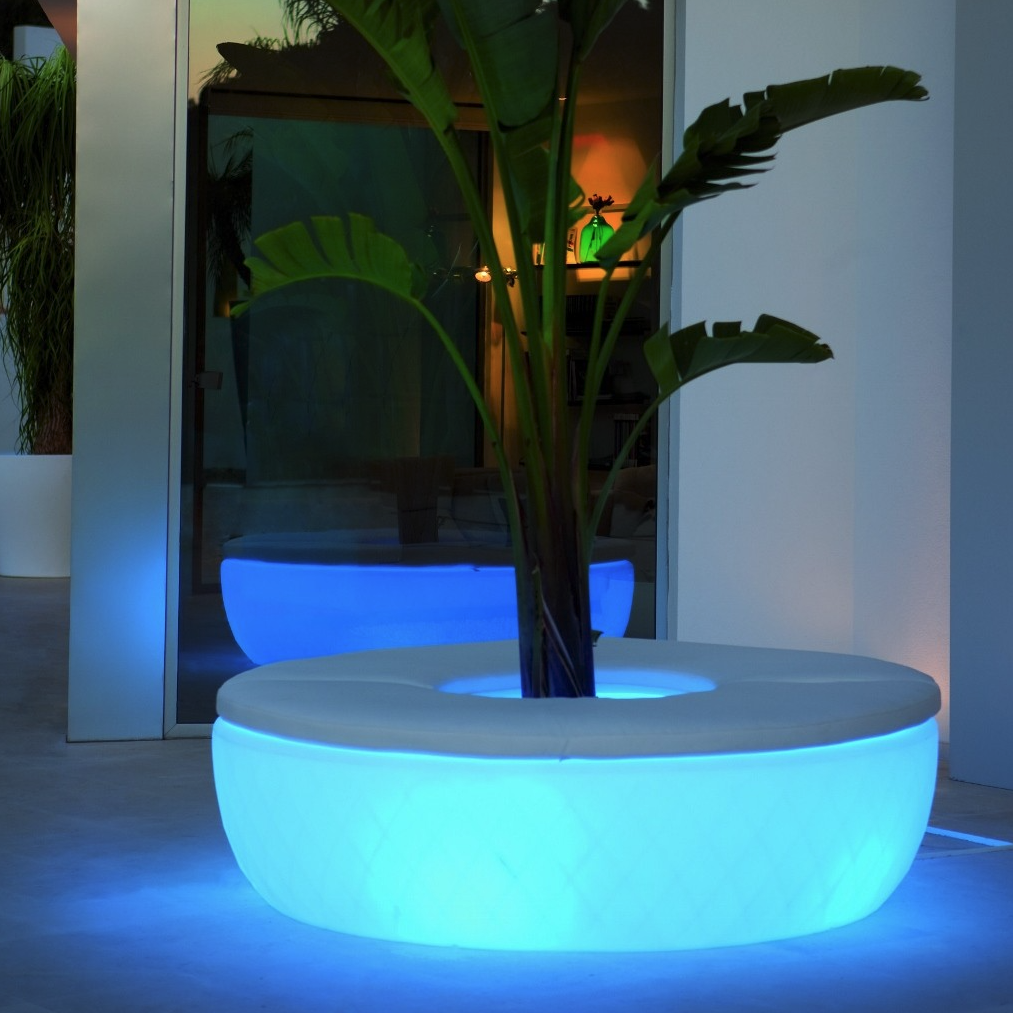 Planter LED With integrated Bench VASES ISLAND LED WHITE Vondom
