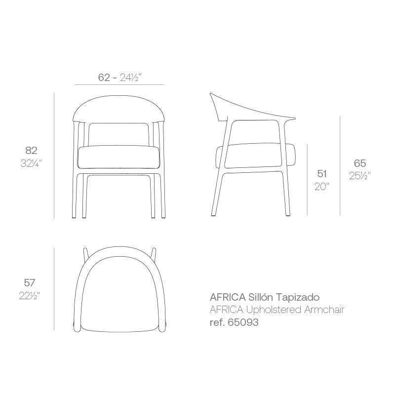 dimensions Chaise rembourrée vondom africa 65093
