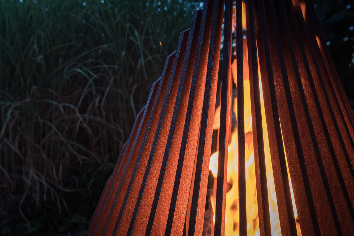 Corten Steel Fireplace Dewdrop Glowbus