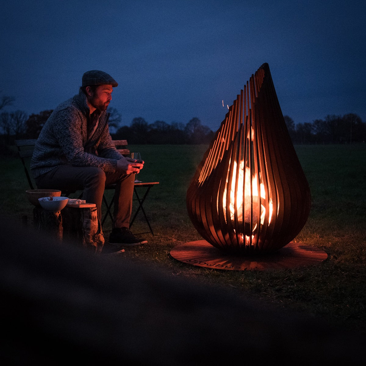Outdoor Fireplace Dewdrop M Glowbus Steel