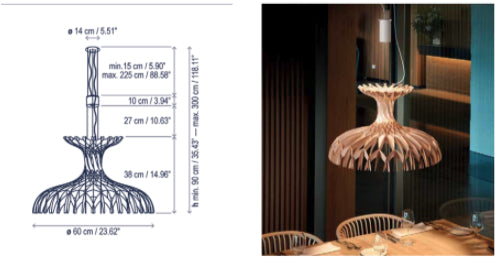 Dome 60/02 - LED Pendant Lamp In Beech Veneer