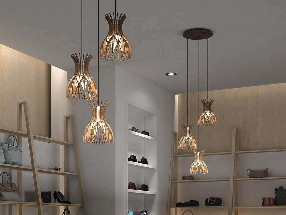 Domita S/20/3L Pendant Lamp - Natural Beech Wood - Bover