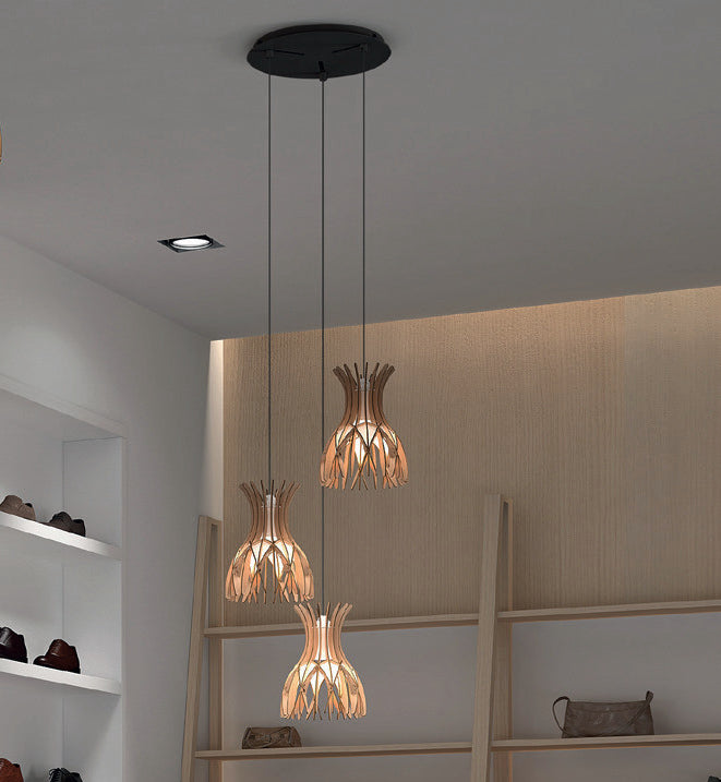Domita S/20/3L Pendant Lamp - Natural Beech Wood - Bover