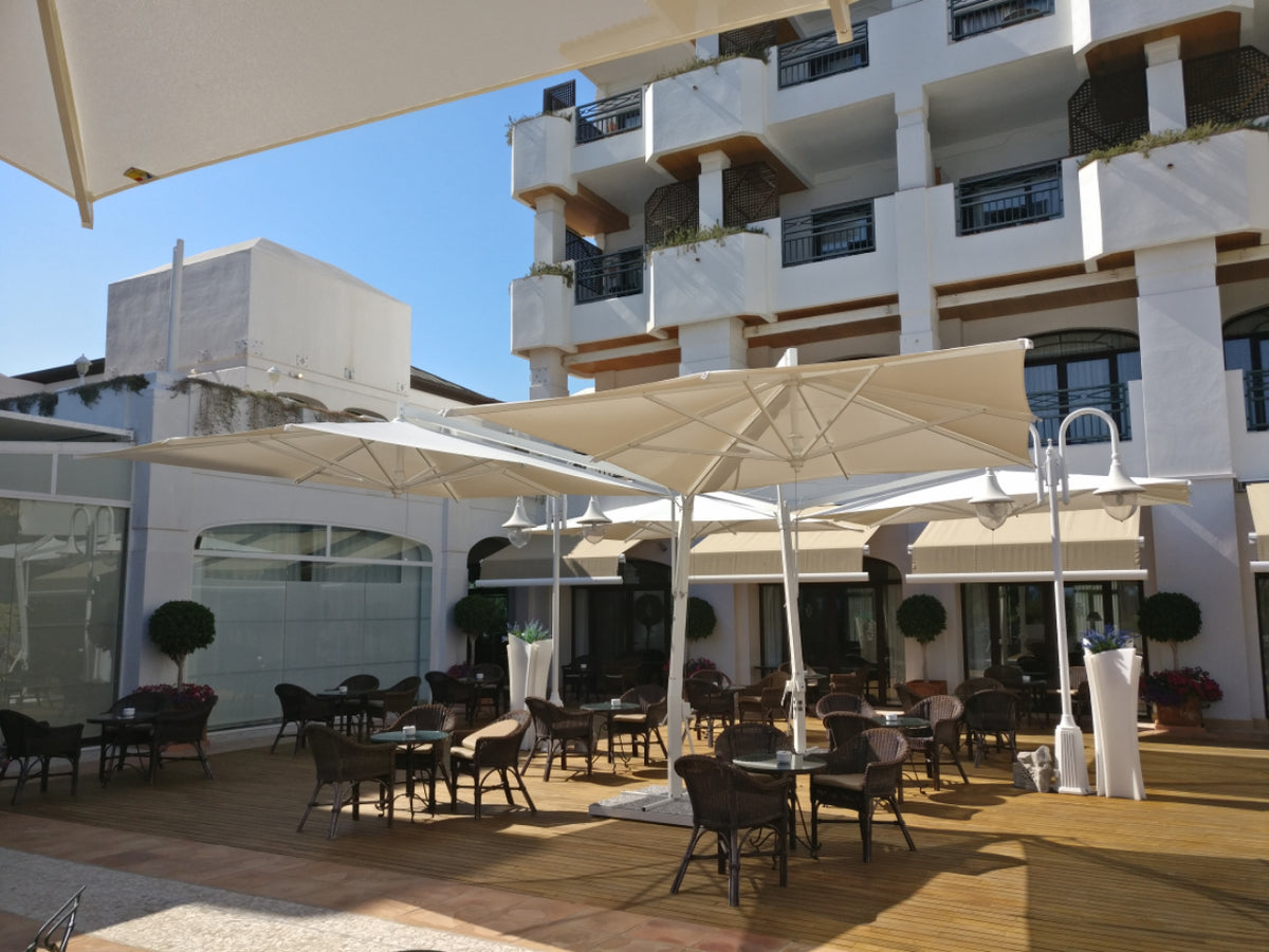 Doppio European Sun Shade System with Single Pole and Two Canopies by Fim