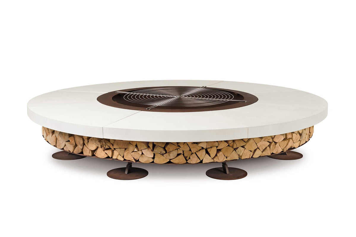 Grille (en option) - Ercole White 150 - Brasero Beton Blanc - AK47
