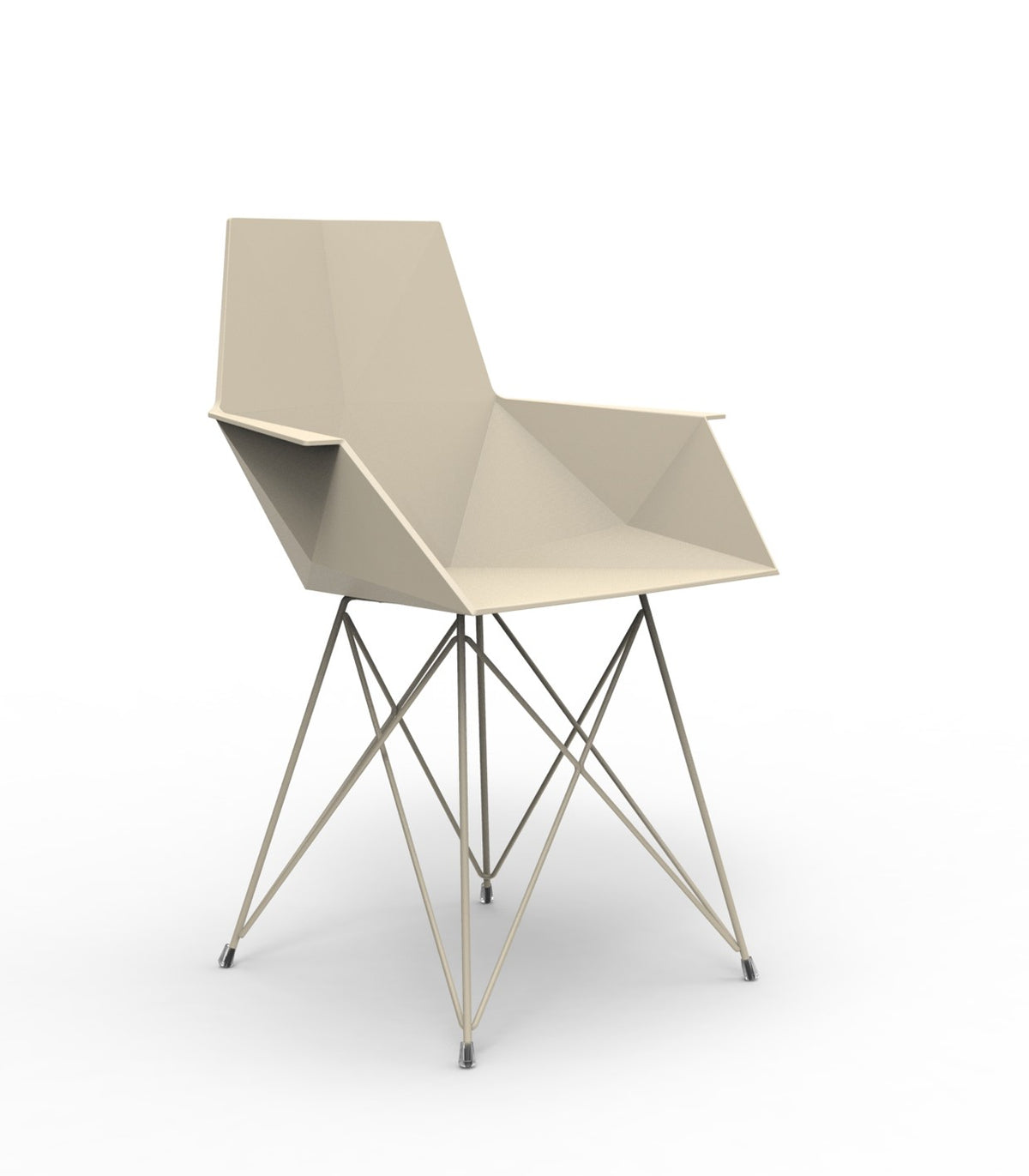 FAZ Chaise à Accoudoirs en Inox - écru