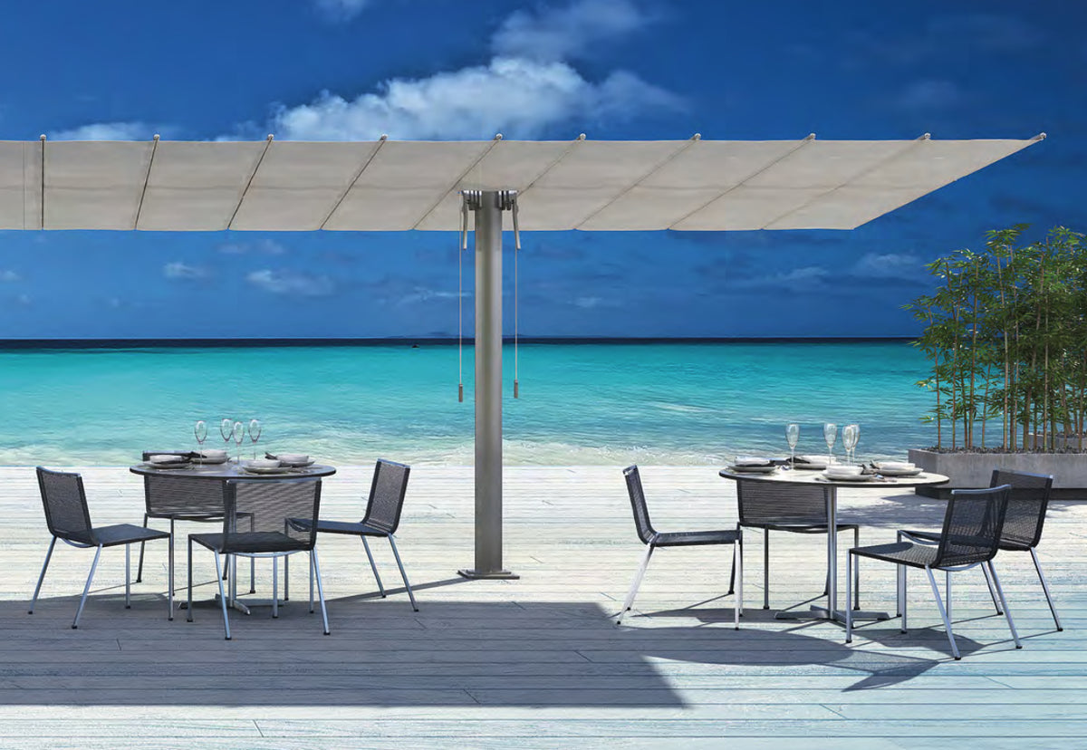 FLEXY TWIN Sun Umbrella with 2 sliding canopies Ideal Poolside and Terrace