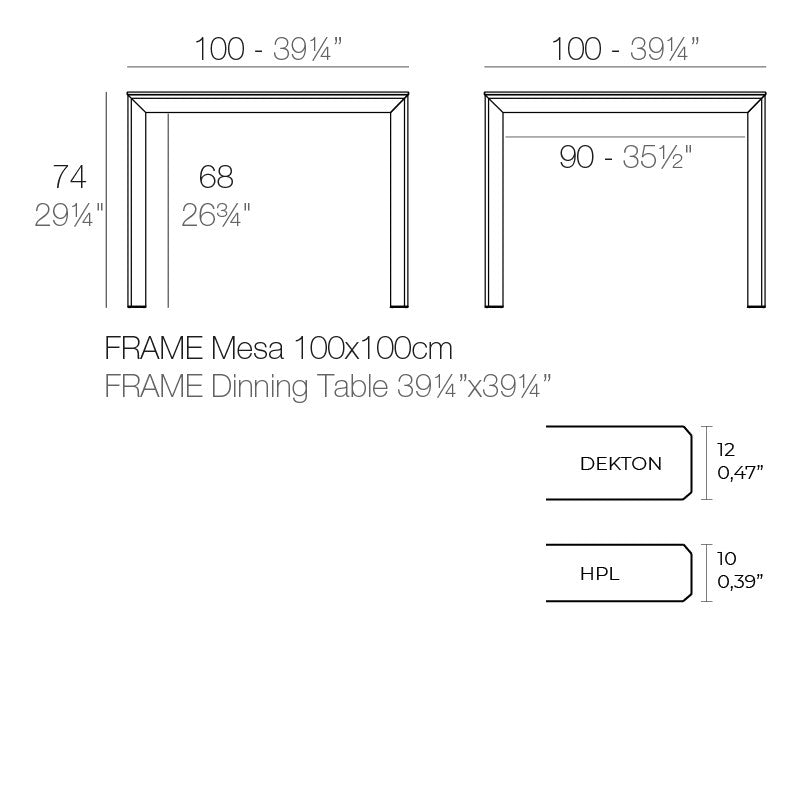 FRAME Square Coffee Table - Aluminum Design Coffee Table Vondom