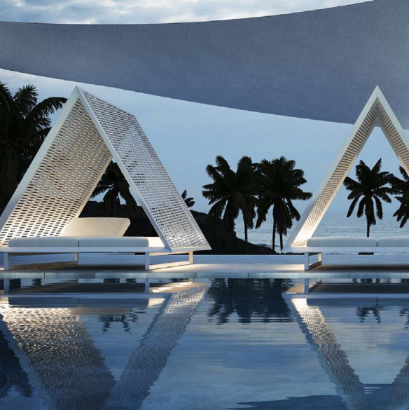 FRAME VINEYARD DAYBED Braided Roof - Sun lounger Tipi 2 places