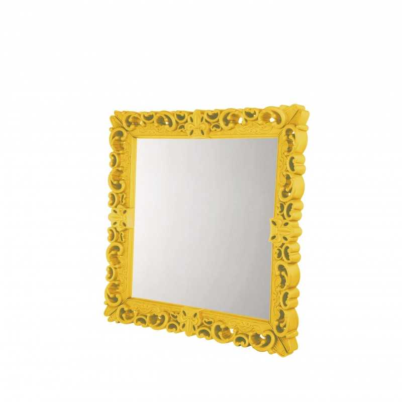 MIRROR OF LOVE L Saffron Yellow Grand Miroir Laqué Neo Baroque Design Carré