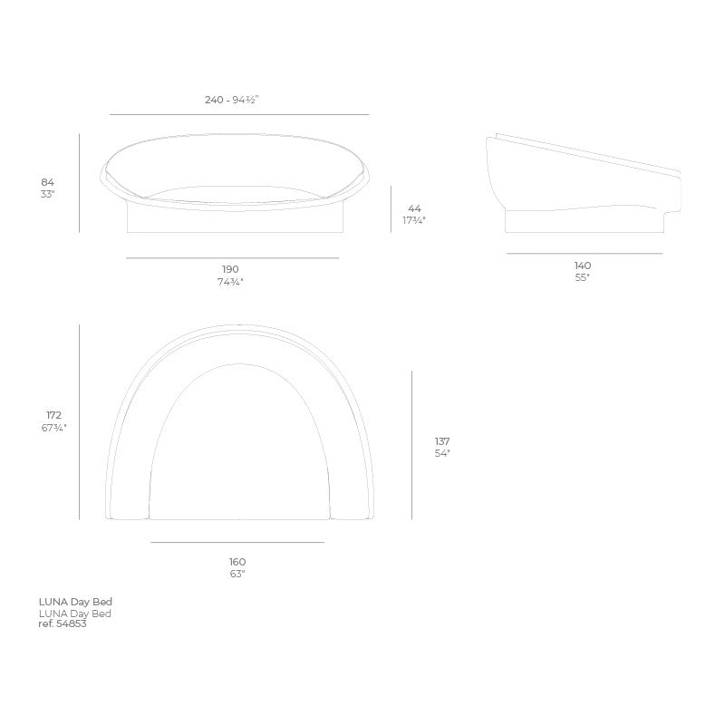 dimensions du lit de jardin luna vondom