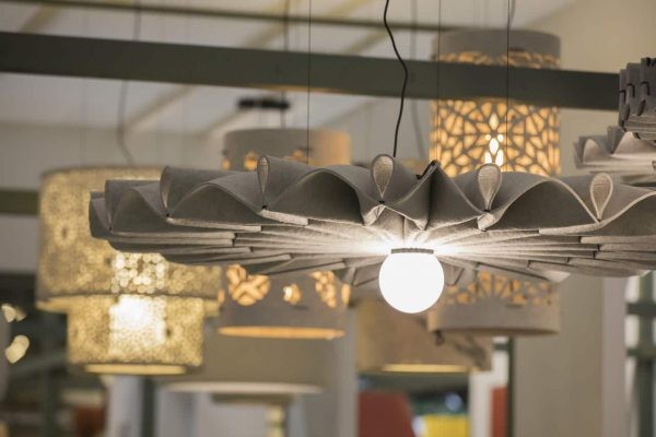 Round Acoustic Ceiling Light for small offices, for large meeting rooms ACOUSTIC PLEAT Ripple