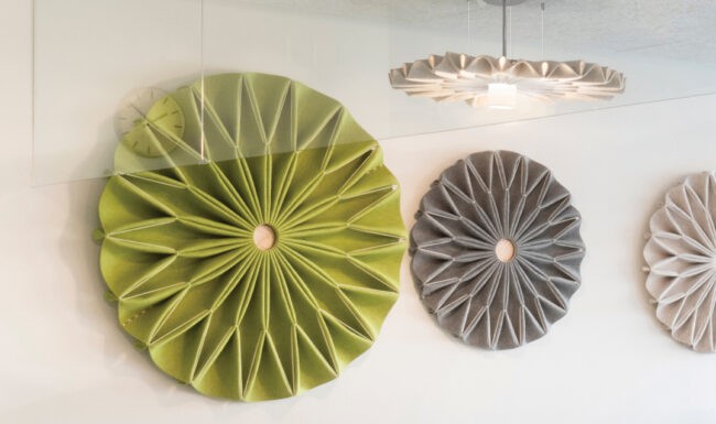 Luminaire Suspendu Acoustique Ronde BuzziSpace 100 cm 150 cm ACOUSTIQUE PLEAT Edel