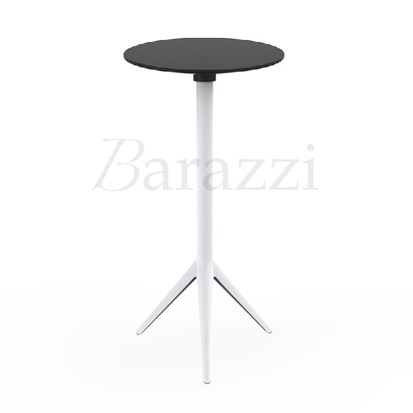 Table Haute Mange Debout Design MARI-SOL 3 Large Pietement Blanc et Plateau Rond Noir