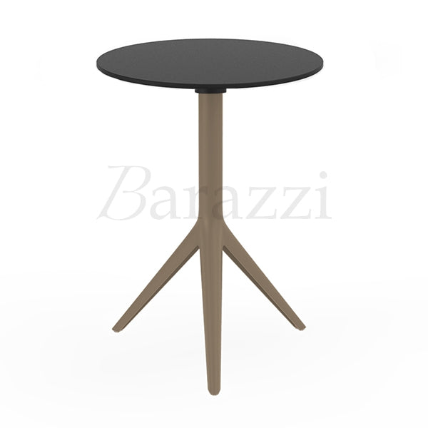 MARI-SOL Round Sand Restaurant Table with Black Table Top for Hotels Bars Restaurants
