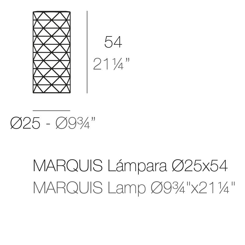 Dimension MARQUIS LED RGBW wireless lamp Vondom