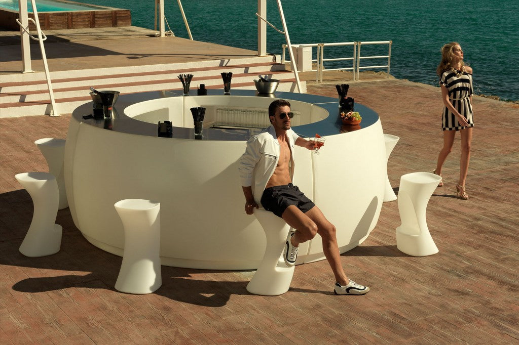 Outdoor Equipment Vondom NOMA High Stool by Javier Mariscal and Bar Fiesta Archirivolto Design Vondom