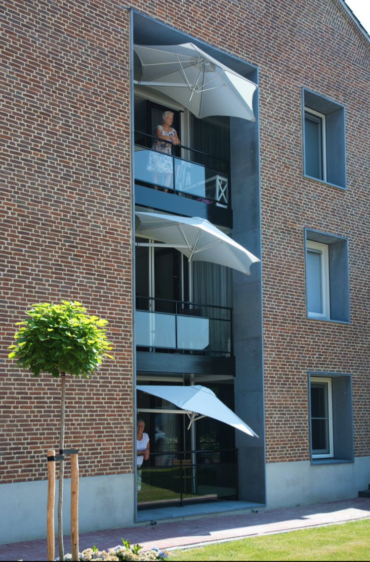 Wall mounted hexagonal umbrella 300 cm PARAFLEX Umbrosa with Anodized Aluminium Finish