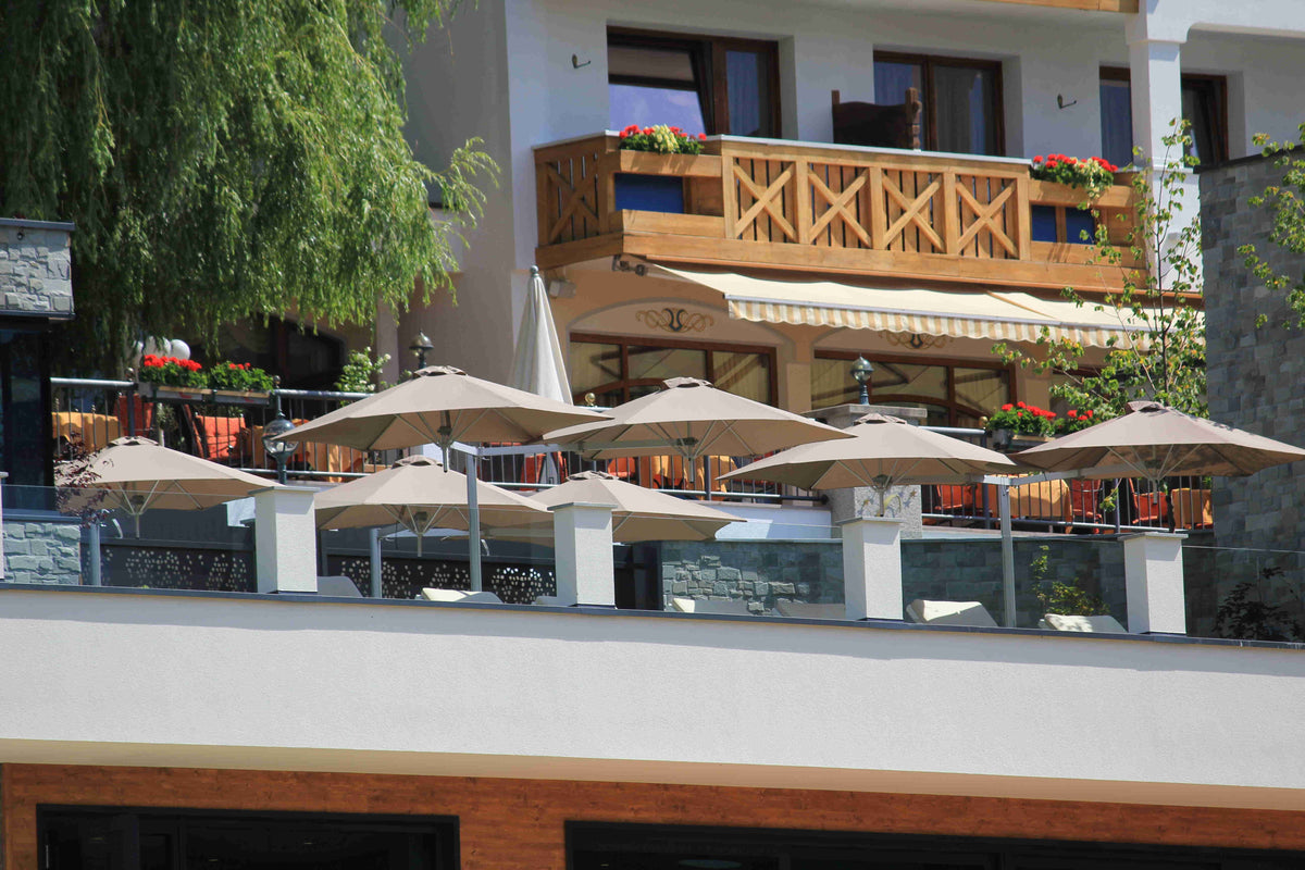 Rectangular Central Post Double Umbrella With Square Canopies - UMBROSA