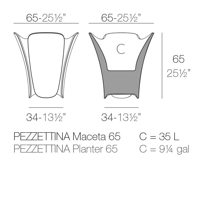 PEZZETTINA design flower pot dimensions - Vondom