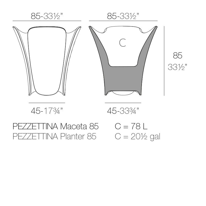 Vondom PEZZETTINA design flower pot dimensions