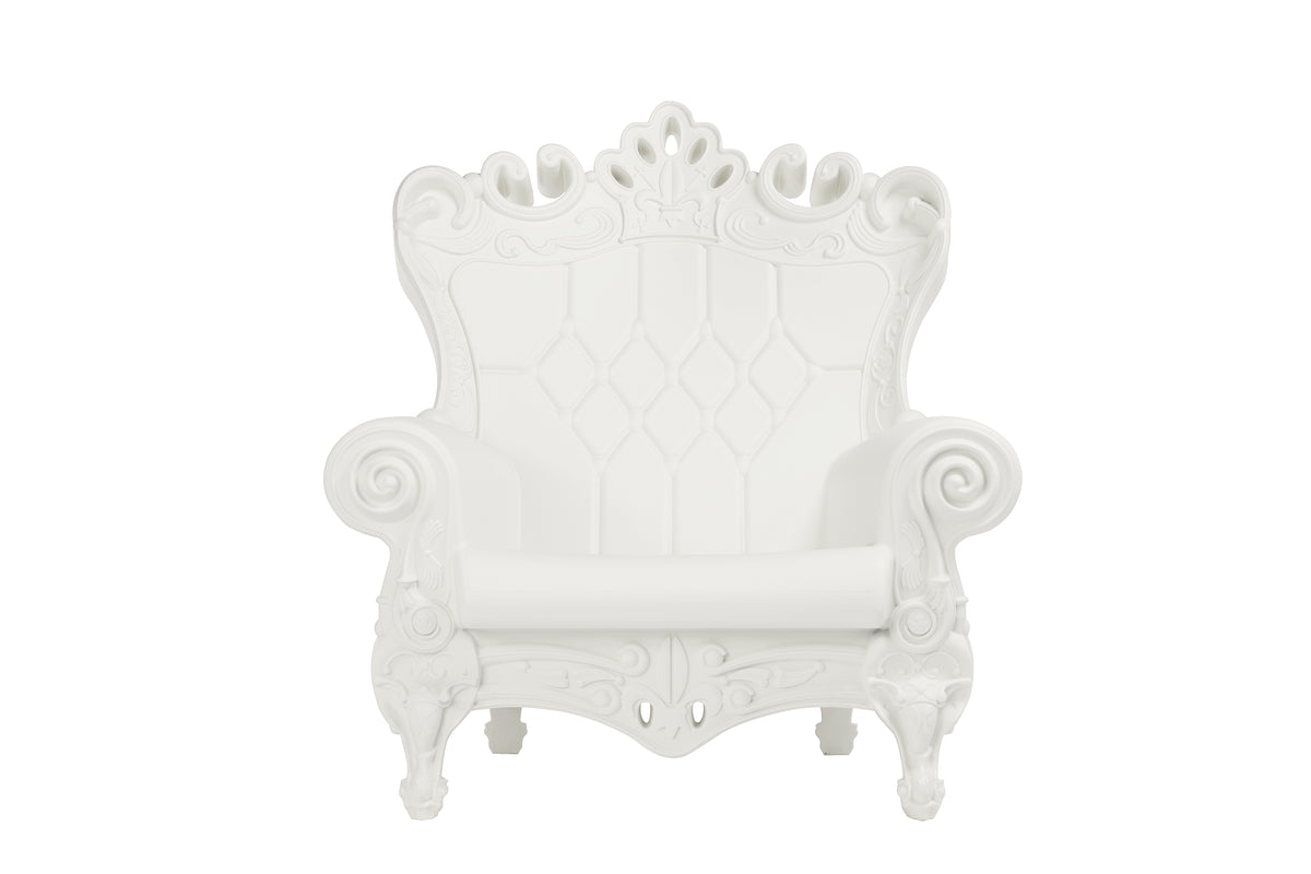 Armchair Matt Color Milky White Queen of Love Slide Design