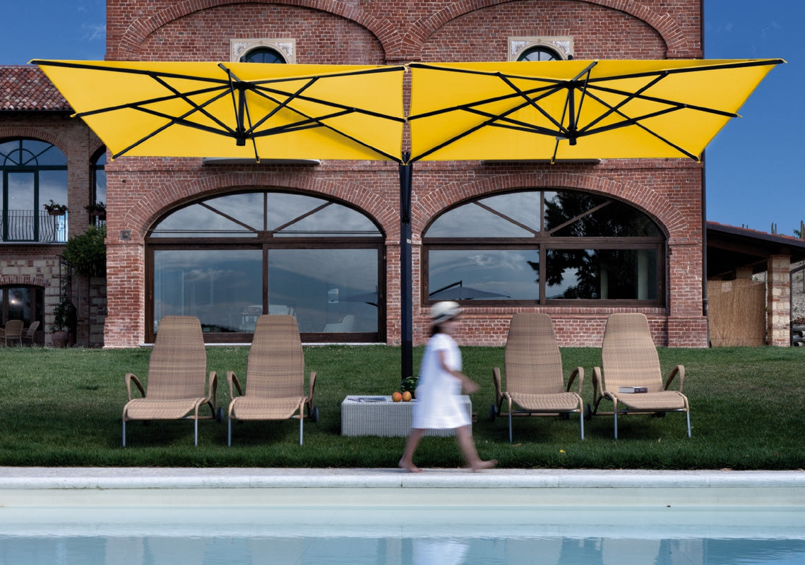 Soleado Double Parasol with Off-Center Stand by Fim