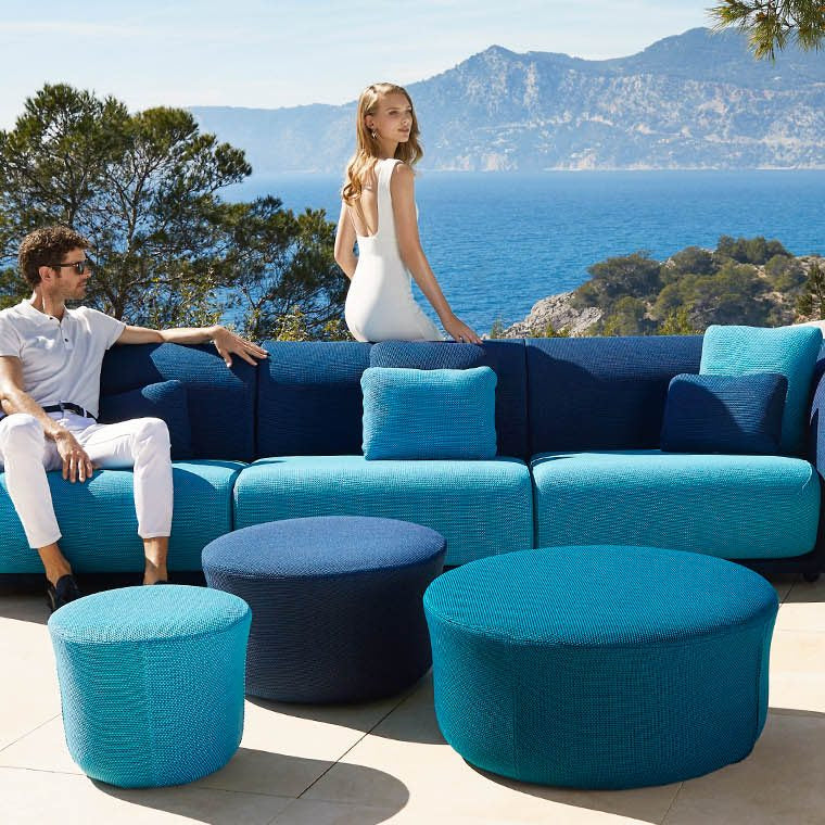 SUAVE OTTOMAN - Round Outdoor Fabric Pouf - VONDOM