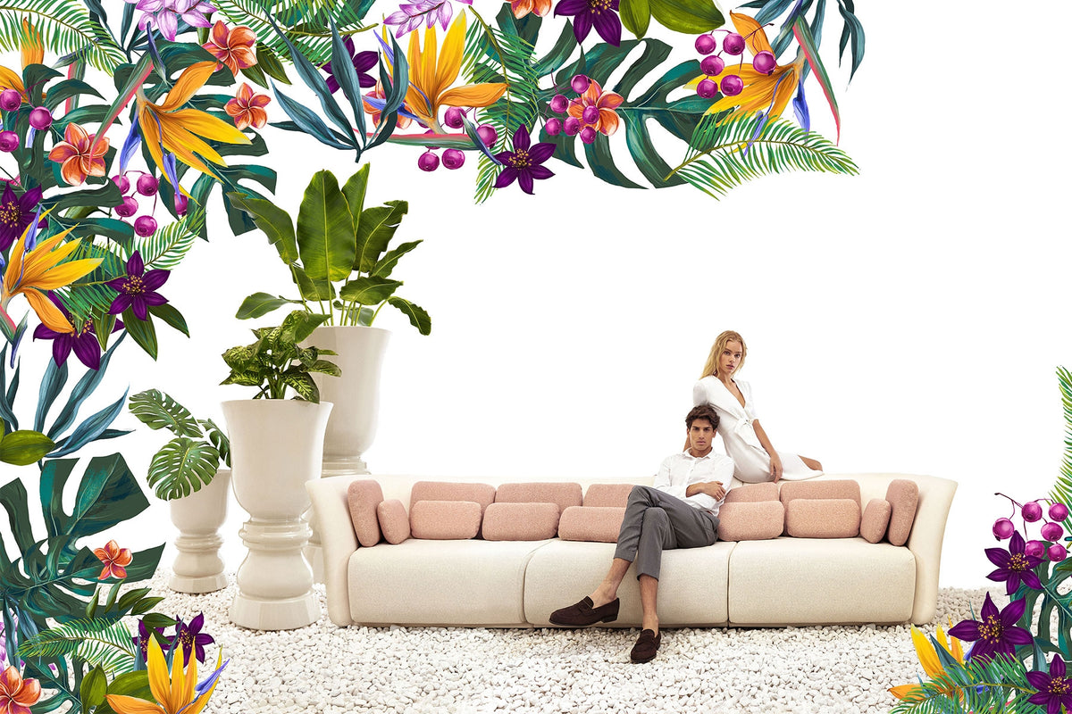 SUAVE SOFA Three-Seater Outdoor Fabric Modular Couch by VONDOM