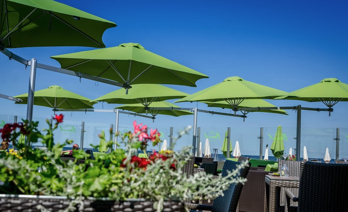 Rectangular Central Post Parasol Double Square Canopies PARAFLEX DUO 380 x 190