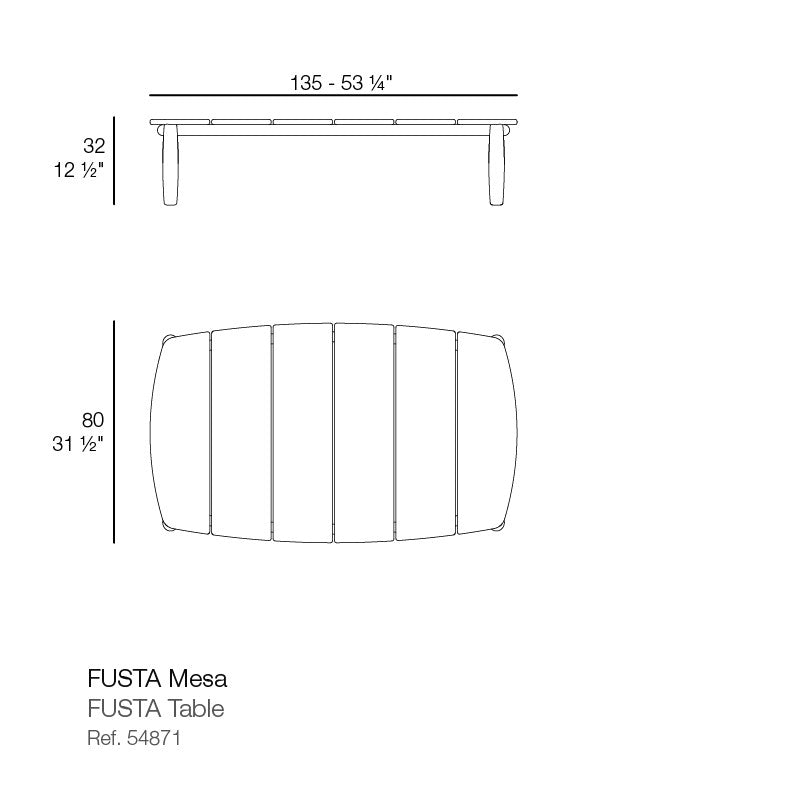 FUSTA Vondom rectangular wooden coffee table