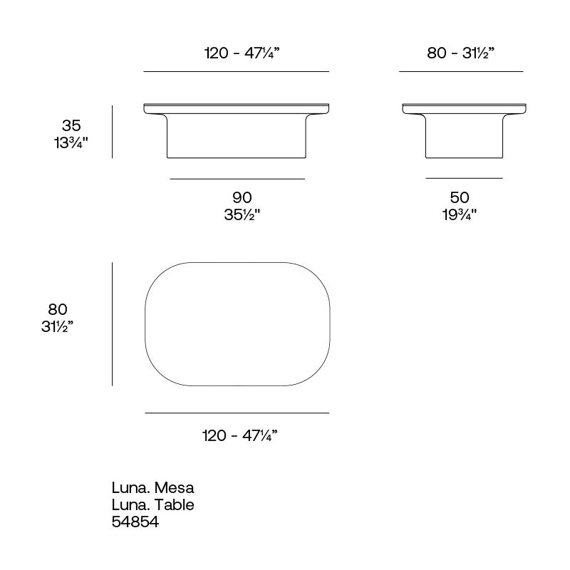dimensions table basse intérieur extérieur luna vondom