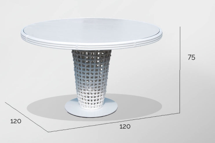 Table tressée 5 places - table pour la salle à manger extérieure 