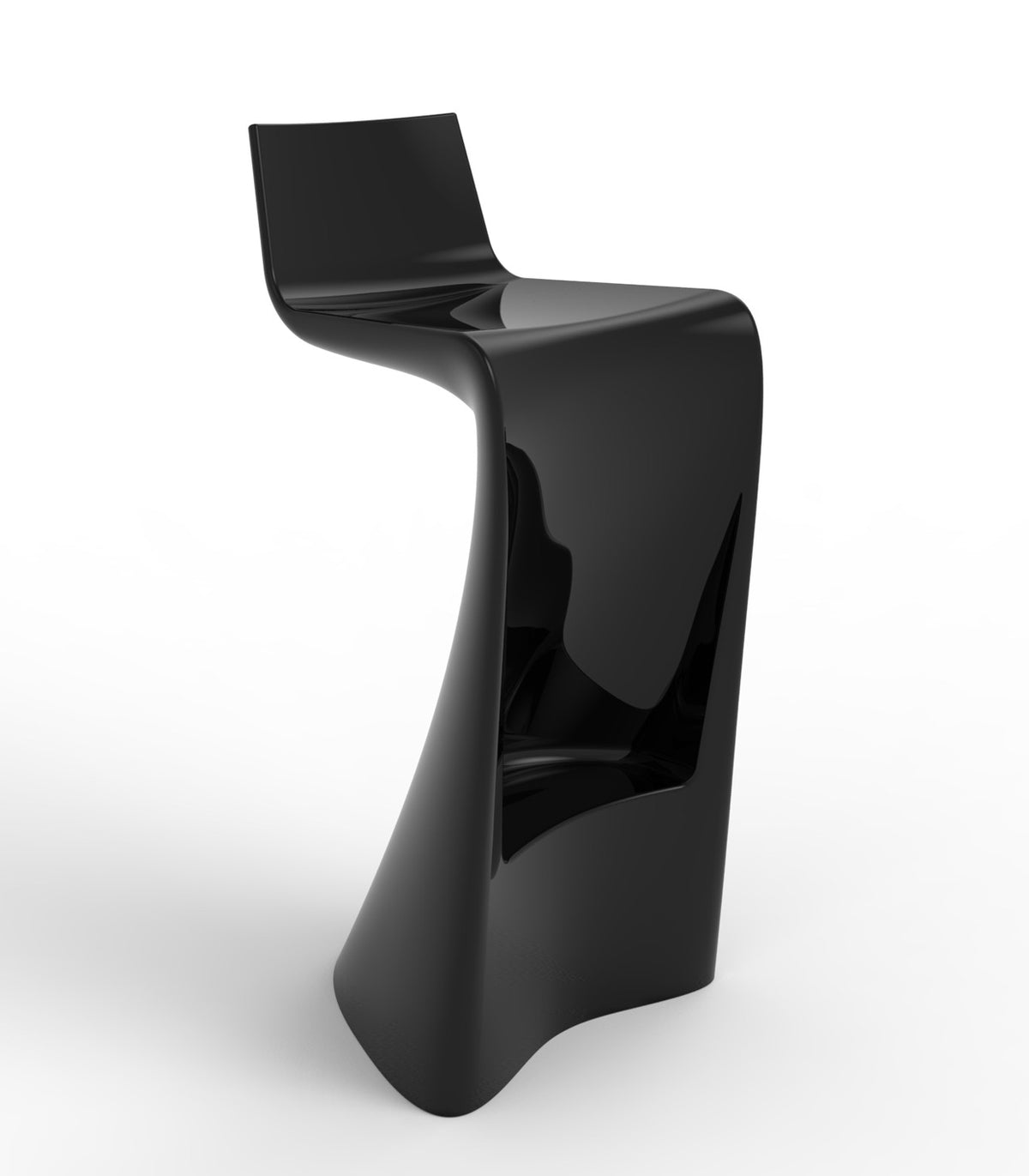 WING Lacquered Design Bar Stool - Vondom - Black