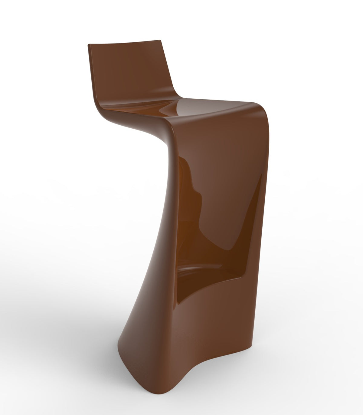 WING Lacquered Modern Bar Stool - Vondom - Brown