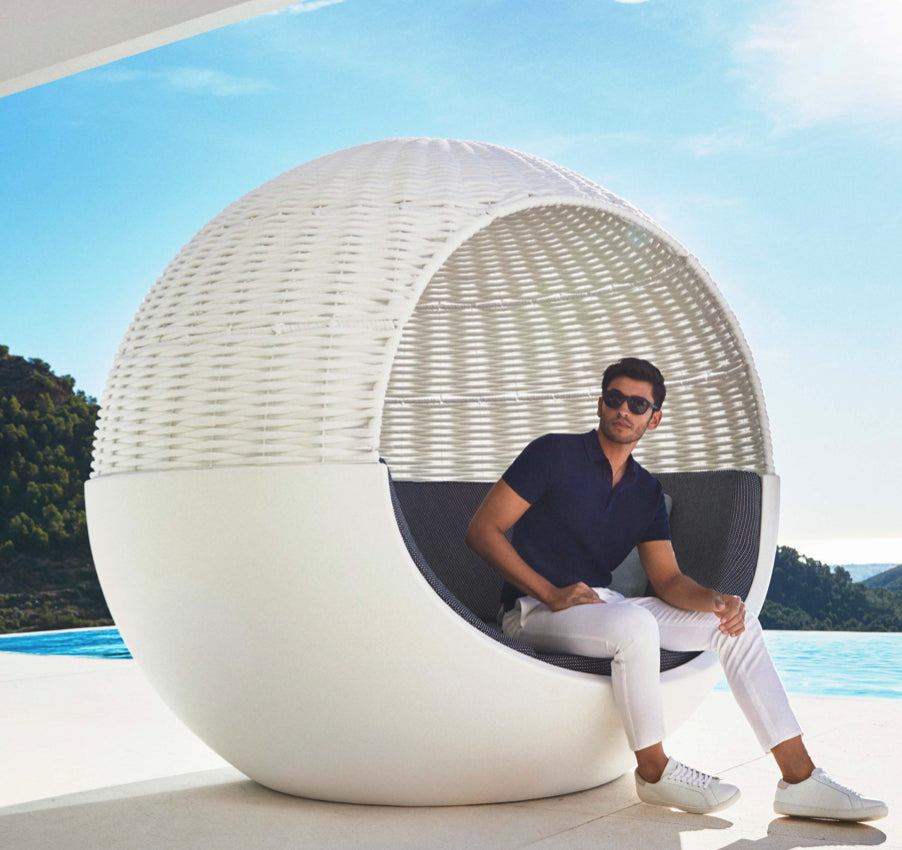 ULM MOON DAYBED Parasol Tressé Mat - Transat Rond - Vondom