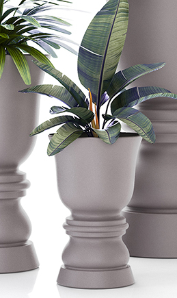 Pot de fleur forme pièce d'échec taupe