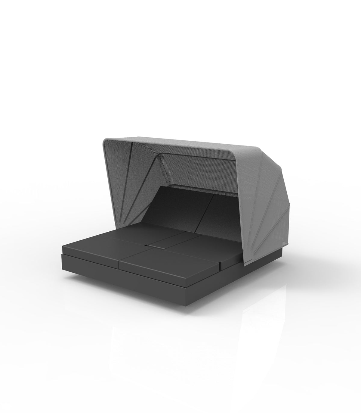 Meridienne Exterieure Oversize Anthracite avec Capote Couleur Acier Ajustable et 4 Dossiers Reglables
