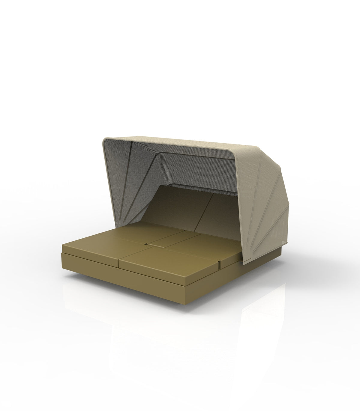Sofa Geant VELA Khaki avec Parasol et Dossiers Inclines pour Piscine Chic