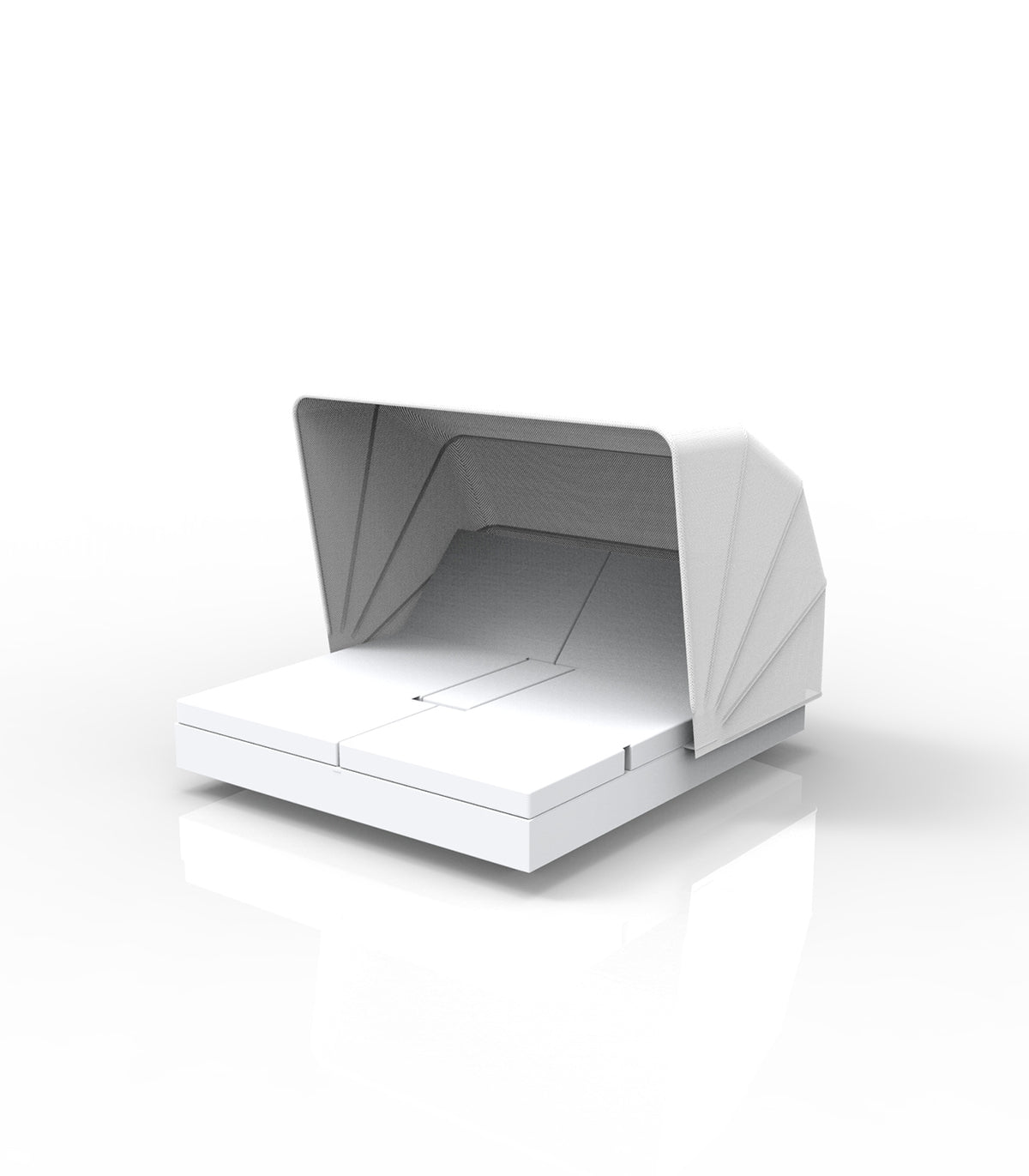 VELA Daybed White Square Outdoor Sunbed with Reclining Canopy and 4 Backrests