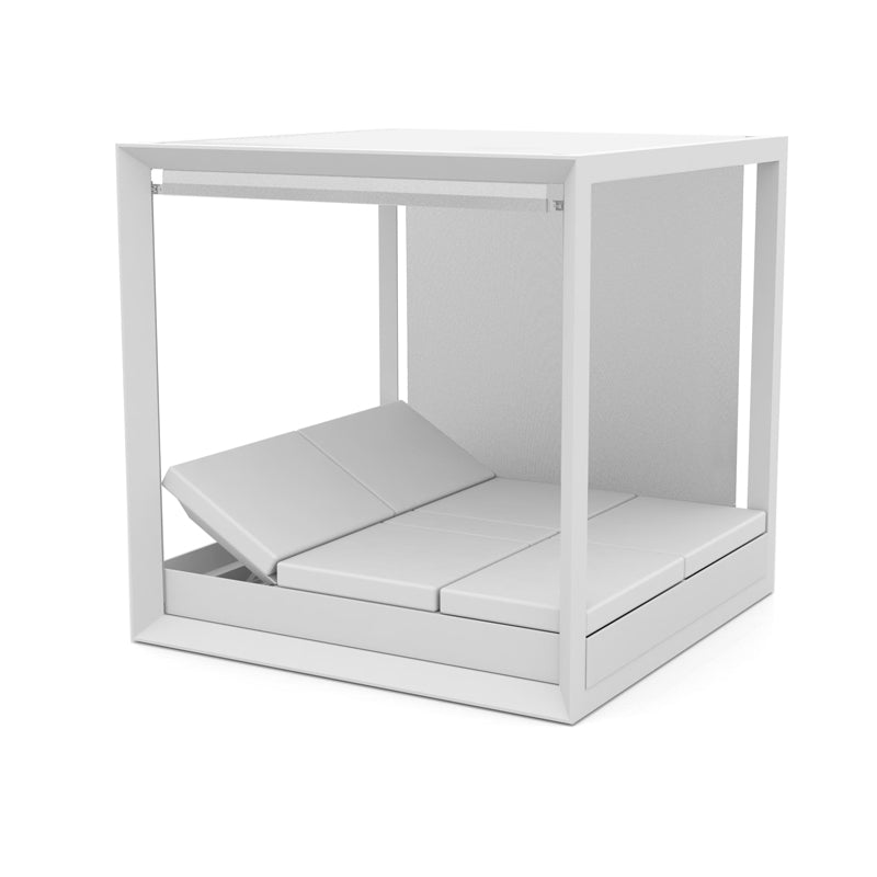 Sunbathing for 2 Vondom Vela Daybed Square 4 Reclining Backrests and Canopy with blinds