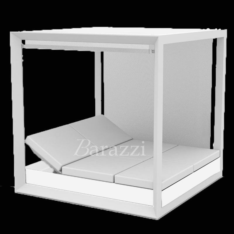 VELA DAYBED Square Light White Tilt x4 Pergola with Blinds - VONDOM